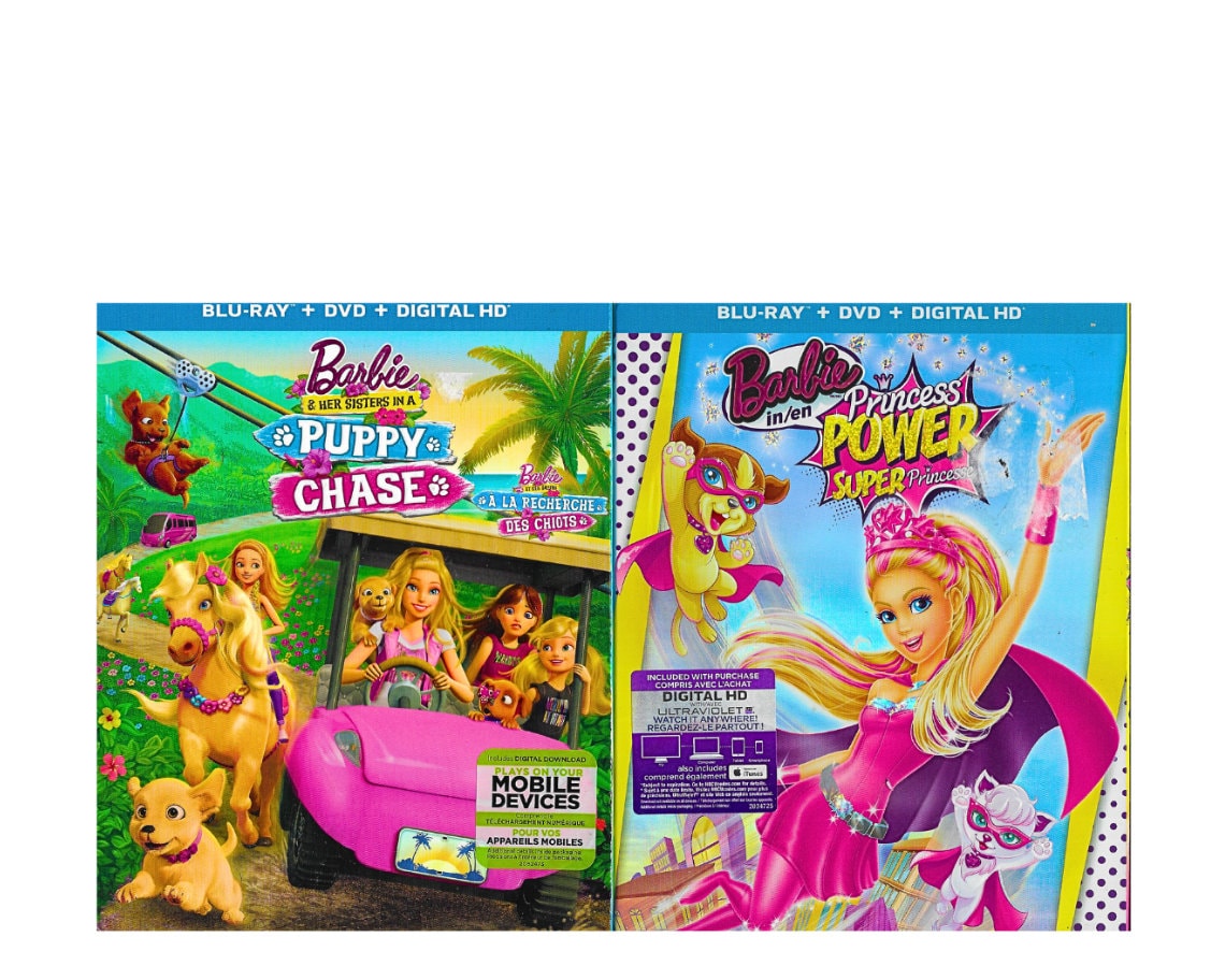 Barbie in Princess Power blu ray DVD Ultra Violetnew and Barbie Her Sisters in a Puppy Chase blu ray DVD bilingual New Etsy