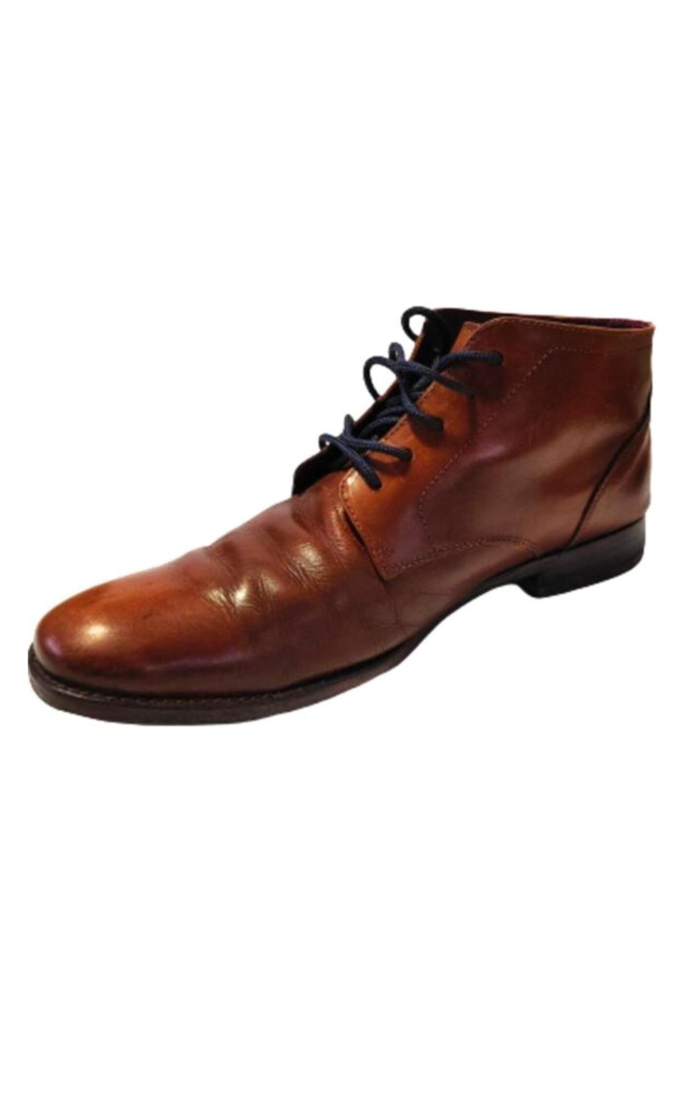 John Varvatos Men\'s Brown Leather Chukka Ankle Boots Lace Up John Varvatos USA Boots Mens 10.5 Mahogany Brown Leather  main image 3