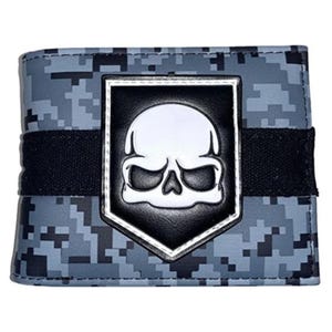 Cartera de piel sintética con diseño de calavera de Call of Duty, con parche de velcro, ideal para Navidad y cumpleaños.