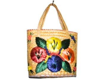 Vintage Floral Basket Bag