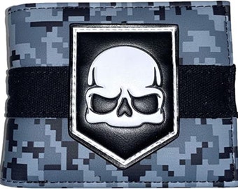 Portefeuille Call of Duty Skull en similicuir camouflage, patch velcro