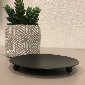 Candle Plate | Black Metal Candle Holder | 4 Inch Wide Circle Candle Tray