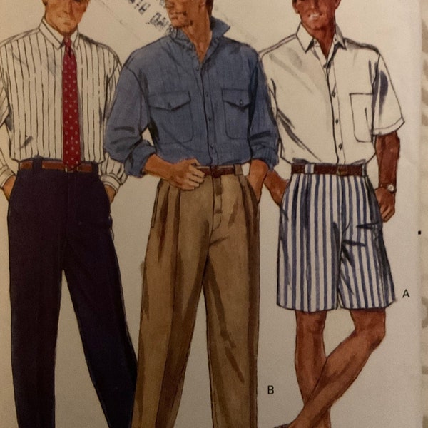 Patron de couture Butterick 3217. Chemise, short et pantalon pour homme. Bureau décontracté. Tailles grandes à très grandes. non coupé/ FF