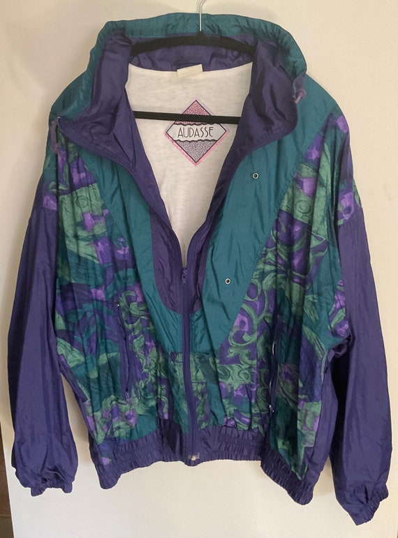 Vintage 90s Teal and Purple AUDASSE Windbreaker Jacket. Size Large. Etsy