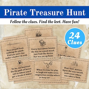 Pirate Treasure Hunt Game Clues for Party | Chasse au trésor pour les enfants | Jeux de pirates