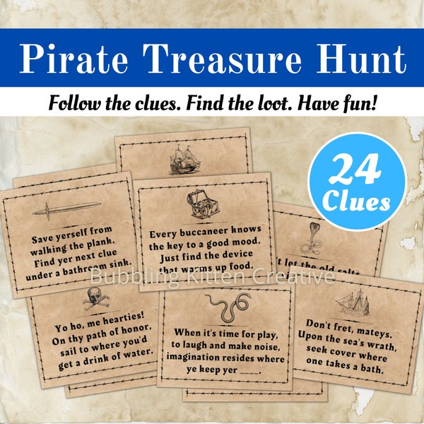 Pirate Treasure Hunt Game Clues for Party | Treasure Hunt for Kids | Pirate Games