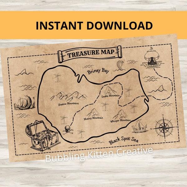 Pirate Treasure Map Party Placemat | Printable Pirate Party Favor | Instant Digital PDF Download