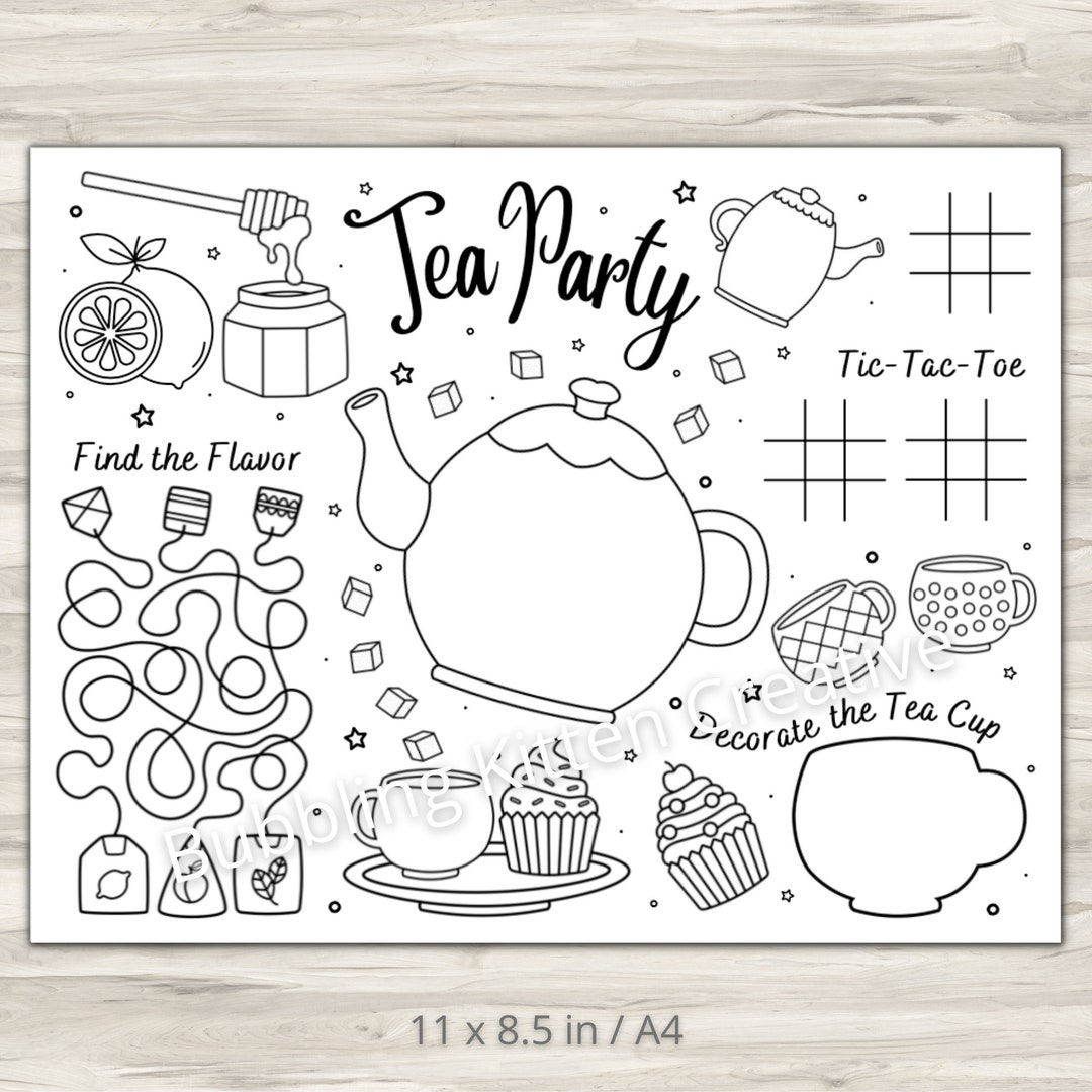 Kids Tea Party Activity & Coloring Sheet Tea Party Printable Party Decoration - Etsy kids-tea-party-activity-coloring-sheet-tea-party-printable-party-decoration-etsy