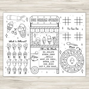 Ice Cream Party Placemat Activity Sheet | Ice Cream Party Printable Download