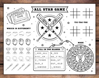 Kids Baseball Party Activity Sheet | Baseball Printable Party Favor | Instant Download