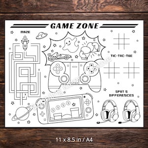Kids Video Game Activity & Coloring Sheet | Printable Video Game Party Favor | Instant Download