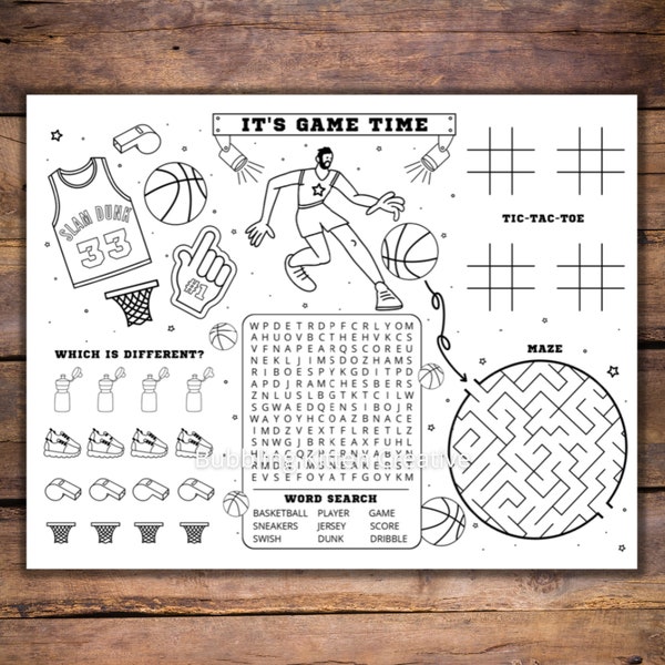 Kids Basketball Party Activity Sheet | Basketball Printable Party Favor | Sports Printable