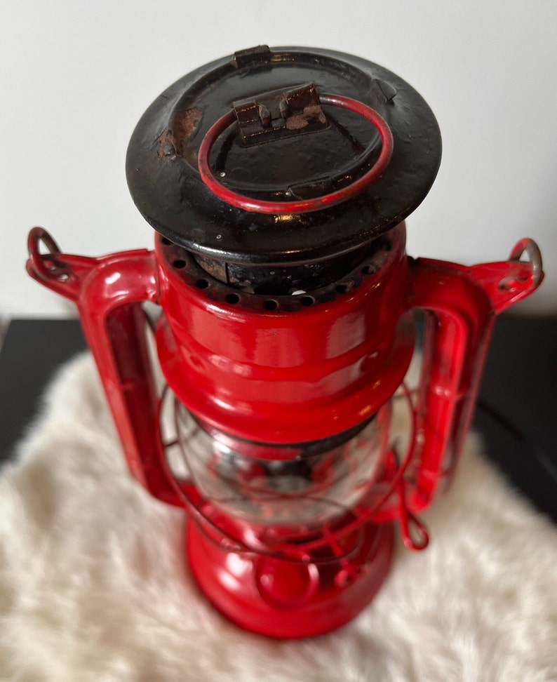 Vintage Jupiter Oil Lamp Red Dietz Kerosene Collectors Etsy Canada