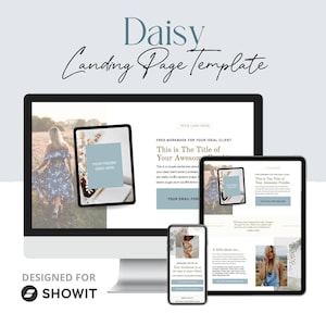Plantilla de página de destino para el crecimiento de listas de correo electrónico, plantilla de sitio web ShowIt, página de suscripción y agradecimiento con imán de clientes potenciales Daisy, diseño de arrastrar y soltar