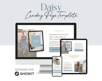Landing Page Template for Email List Growth, ShowIt Website Template, Daisy Lead Magnet Opt-In Page and Thank You Page, Drag and Drop Design