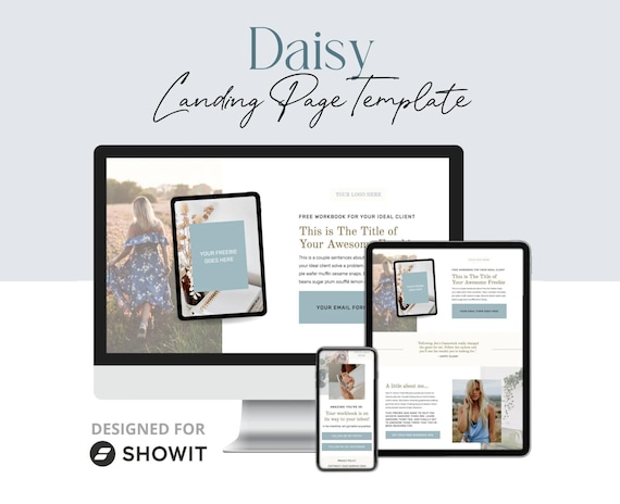 Landing Page Template for Email List Growth, ShowIt Website Template, Daisy Lead Magnet Opt-In Page and Thank You Page, Drag and Drop Design