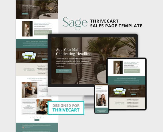 Thrivecart Sales Page Thrivecart Landing Page Course Sage Sales Page Template Thrivecart Funnel Page for Coaches and Course Creators Neutral