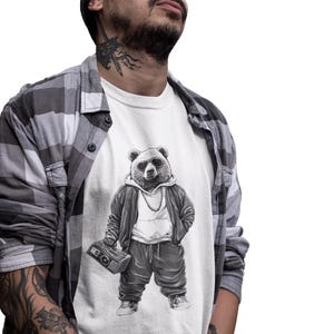 Grizzly Bear Hoodie Tee, Bear Box Hipster Shirt, Unisex Graphic T-Shirt, Animal Lover Gift, Cool Bear Apparel, Wildlife Tee