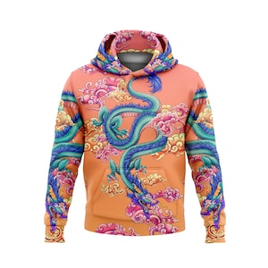 Year of the Dragon Twin Dragon Peach blend hoodie