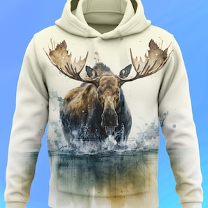 Moose Watercolor Hoodie