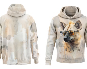 hyena wearing sunglasses watercolor hoodie