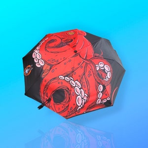 Red octopus umbrella, black and red, high-quality and durable