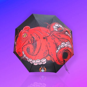 Red octopus umbrella, black and red, high-quality and durable
