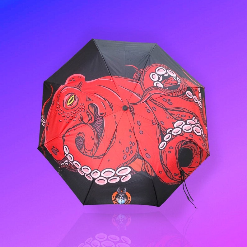 Red octopus umbrella, black and red, high-quality and durable