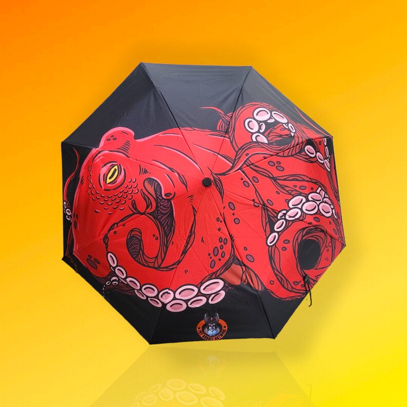Red octopus umbrella, black and red, high-quality and durable