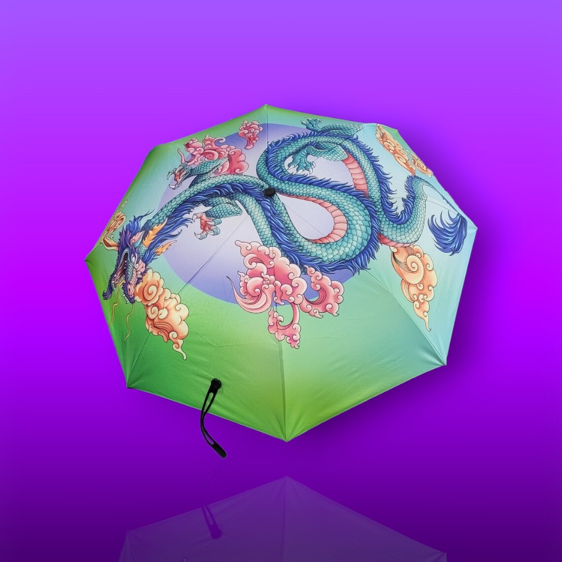 Chinese Dragon Umbrella Green and Purples - Etsy