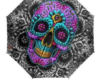 Authentic Mexican Sugar Skull Art Umbrella