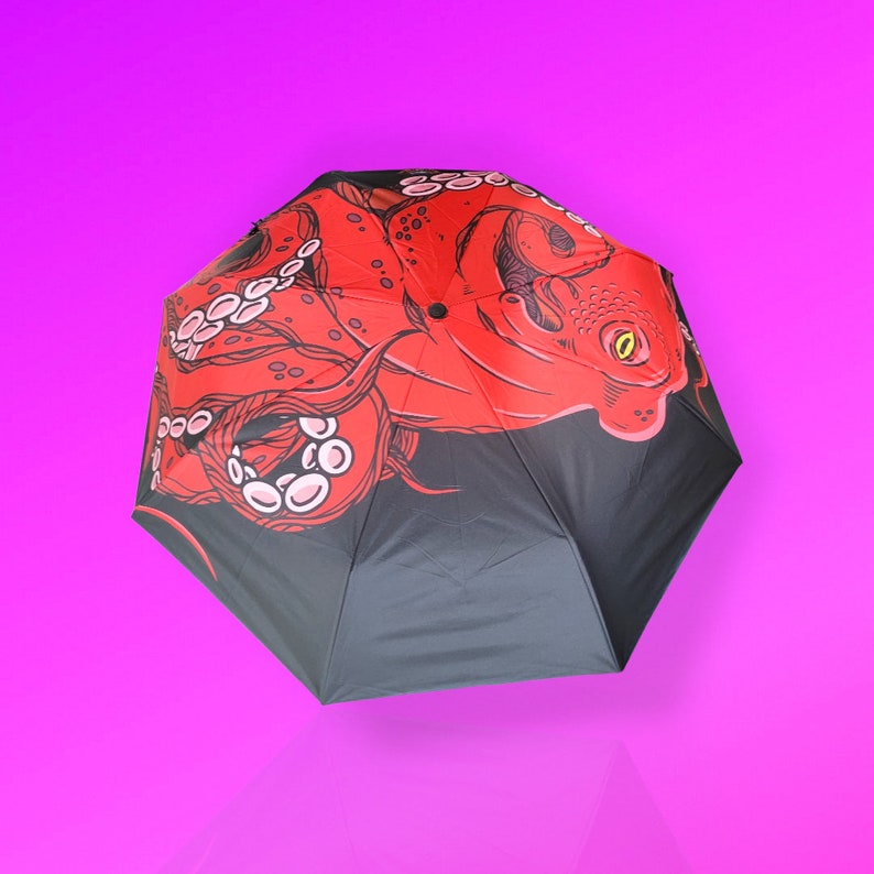 Red octopus umbrella, black and red, high-quality and durable