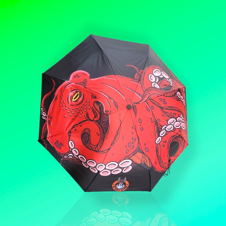 Red octopus umbrella, black and red, high-quality and durable