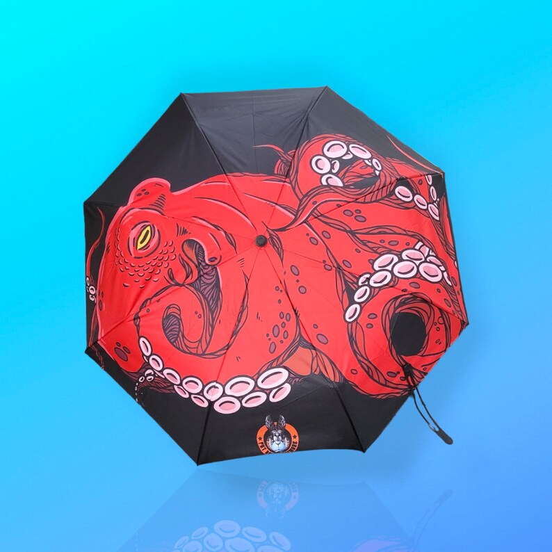 Red octopus umbrella, black and red, high-quality and durable