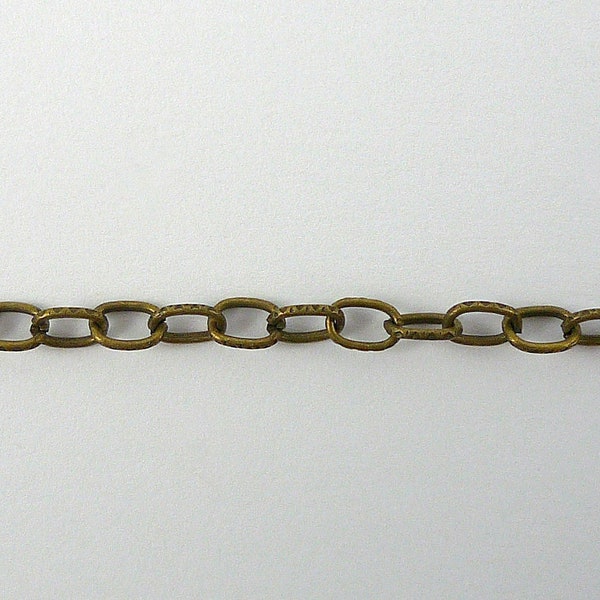 12 Inch Lightweight Antiqued Brass Small Textured Oval Link Chain 1 Antique Brass Chain  Destash Chain