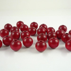 25 8mm Red Wood Beads Cherry Red Round Euro Wood Beads 25 Red Czech Lightweight Wooden Beads Destash Beads