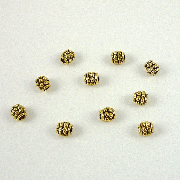 Antiqued Gold Accent Spacer Beads 4mm Small Antique Gold Beaded Spacers 10 Pieces Destash Beads