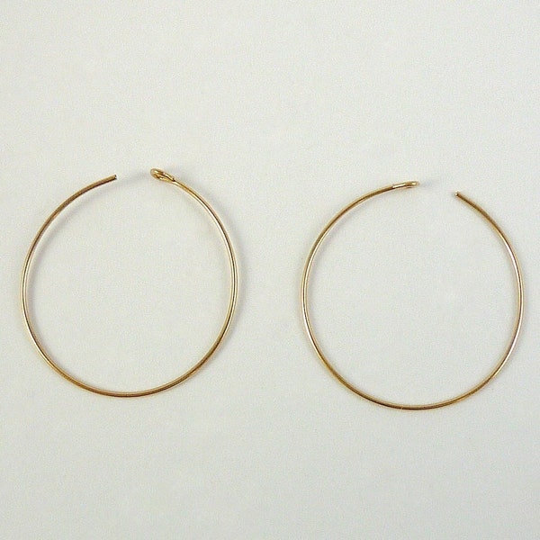 Gold-Filled Hoops 25mm Thin Gold Filled Earring Hoop Gold Ear Wires 2 Pieces Destash Ear Wires