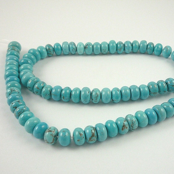 Turquoise Gemstone Beads 5x8mm Blue Turquoise Magnesite Rondelles 15" Strand Turquoise Beads Destash Beads