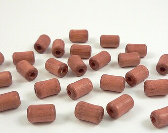 25 Wood Beads 9x6mm Light Brown Wood Tube Beads Lightweight Large Hole Wood Beads Destash Beads