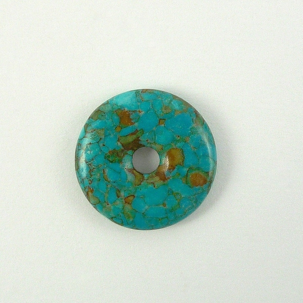 23mm Mosaic Turquoise Gemstone Pendant  Small Blue Green Turquoise Donut Focal Destash Pendant