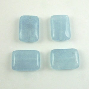 4 Light Blue Quartz Gemstone Beads 17x14mm Blue Quartz Rectangles 4 Semi-Translucent Light Blue Quartz Focal Pendant Beads Destash Gemstones