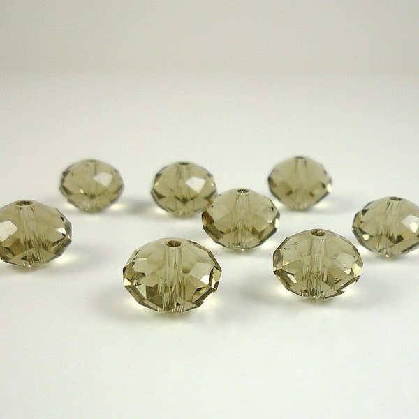 10mm Light Olive Green Swarovski Crystal Rondelle (5040) 10x4mm Olive Crystal Briolette Bead 9 Pieces Destash Beads