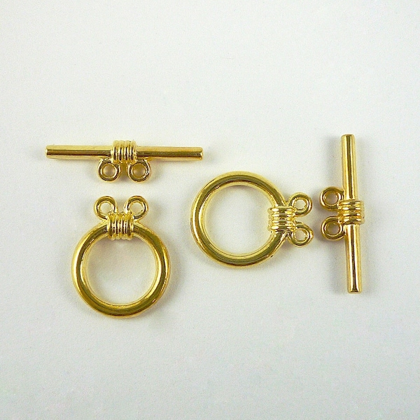 Two-Strand Gold Toggle Clasps 16mm Toggle 2 Sets Gold Double Strand Toggle Clasps Destash Findings