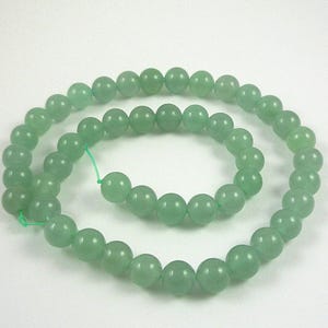 8mm Green Aventurine Gemstone Beads Natural Smooth Round Semi-Translucent Green Aventurine Beads Full Strand 16.5 Inches Destash Beads