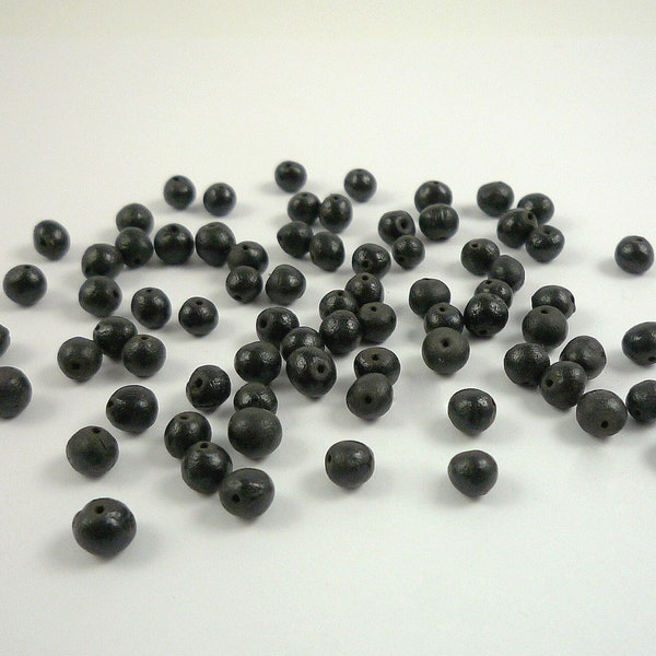 Black Terra Cotta Beads 5-6mm Small Black Terra Cotta Beads 74 Rustic TerraCotta Beads Destash Beads