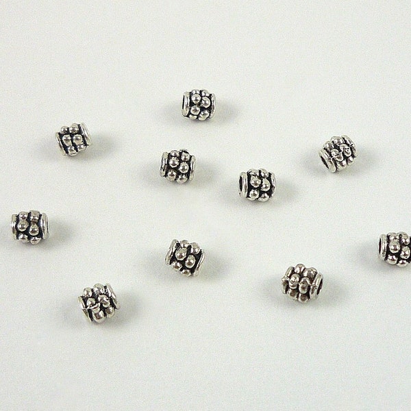 4mm Antiqued Silver Accent Spacer Beads Small Antique Silver Beaded Spacers 10 Pieces Destash Beads
