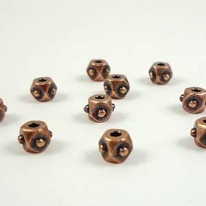 10 5mm TierraCast Antiqued Copper Beads Small Antique Copper Faceted Beaded Cube Spacer Beads 10 Tierra Cast Copper Beads Destash Beads