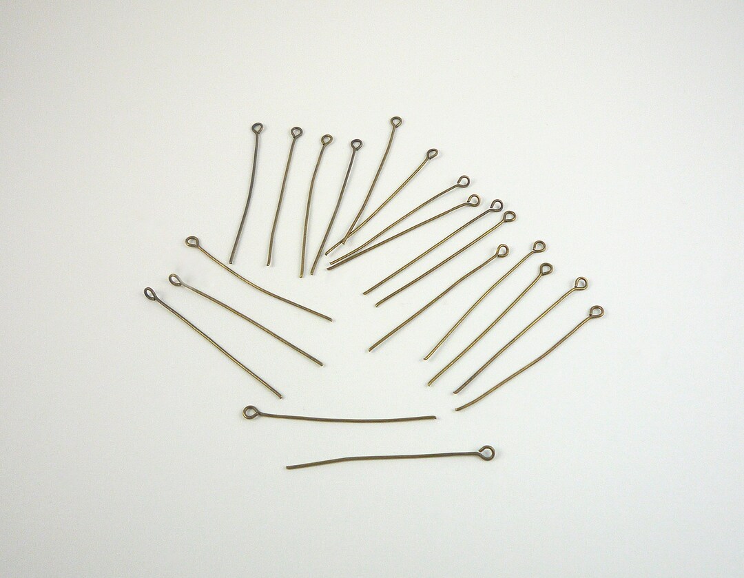 30 Antiqued Brass Eye Pins 1 1/4 Inch 21 Gauge Eye Pins 30 Brass ...