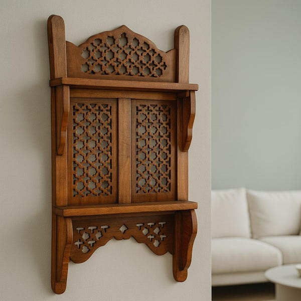 Decorative Wood Wall Shelf, Hanging Display Shelf, Floating Plant Shelves for Living Room, Kitchen, or Bedroom